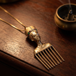 Load image into Gallery viewer, LUXURY NEFERTITI AFRO PICK NECKLACE
